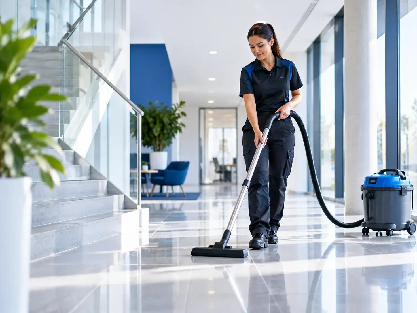 Inter Cleaning verzorgt professioneel vloeronderhoud en schoonmaak in moderne bedrijfsgebouwen.